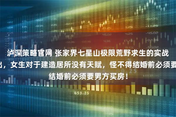 泸深策略官网 张家界七星山极限荒野求生的实战，可以看出，女生对于建造居所没有天赋，怪不得结婚前必须要男方买房！