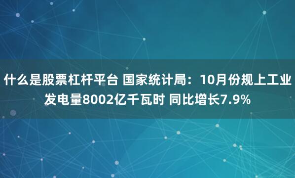 什么是股票杠杆平台 国家统计局：10月份规上工业发电量8002亿千瓦时 同比增长7.9%